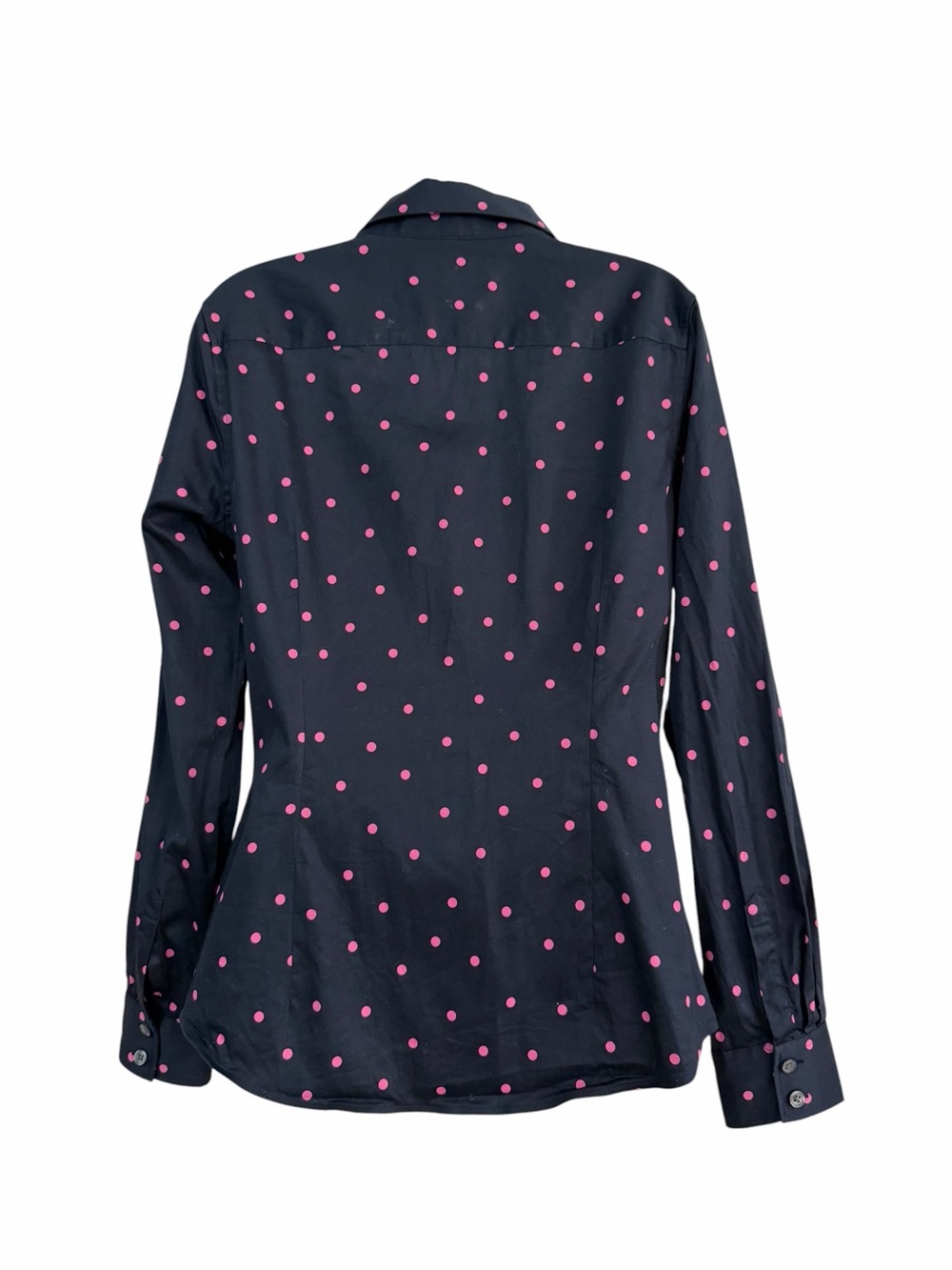 Banana Republic Factory Black Pink Polka Dot Top Size 10 Button Down Shirt - Picture 6 of 15